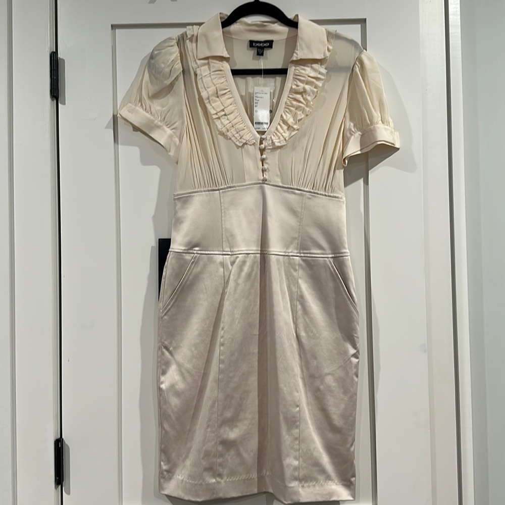 New Bebe beige pencil dress